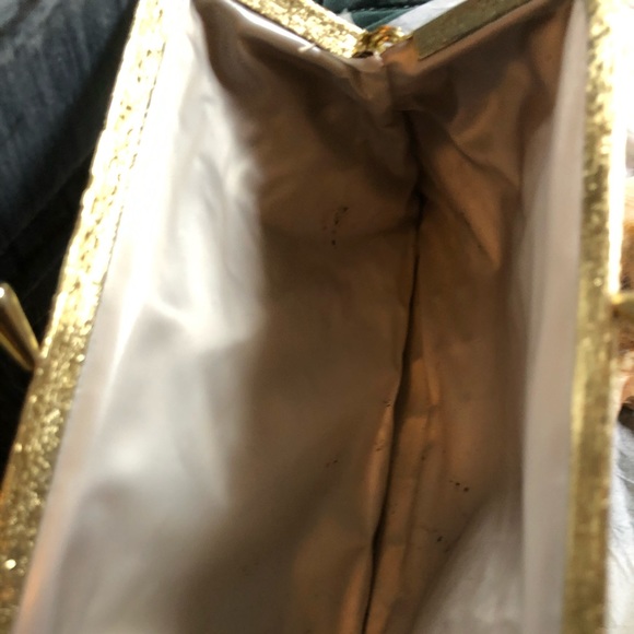 Vintage Style Cosmetic Bag, Dual Use, Snap/Zip Closure, Gold - Picture 6 of 16